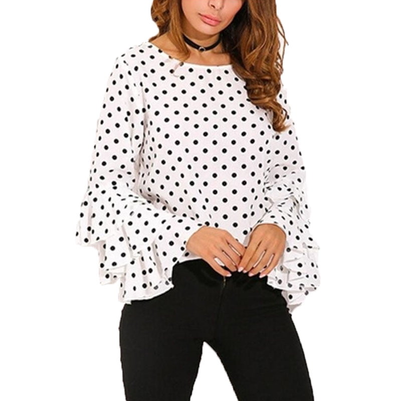 black and white polka dot blouse plus size