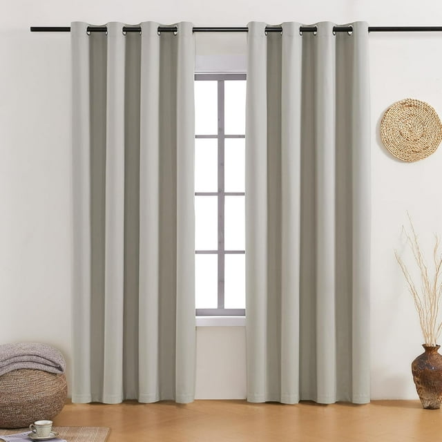 Blackout Curtains for Bedroom, Black Out Curtain 84 Inch Long Curtains for Living Room, Darkening Curtains Grommet Blackout Drapes Noise Reducing Thermal Insulated for Bedroom-(52x84in, Light Gray)