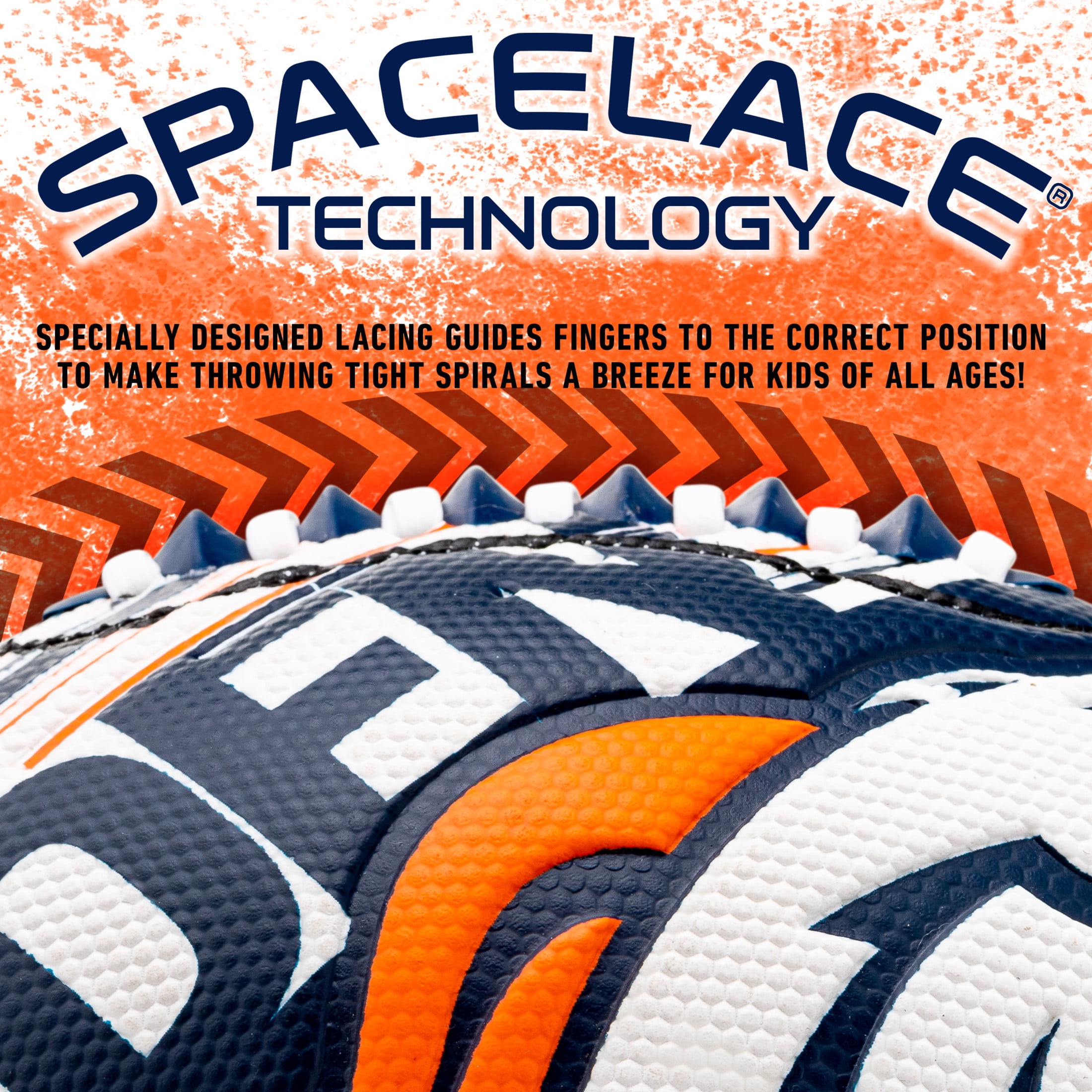 NFL Denver Broncos Football - Youth Mini Football - 8.5" Football- SPACELACE Easy Grip Texture- Perfect for Kids !