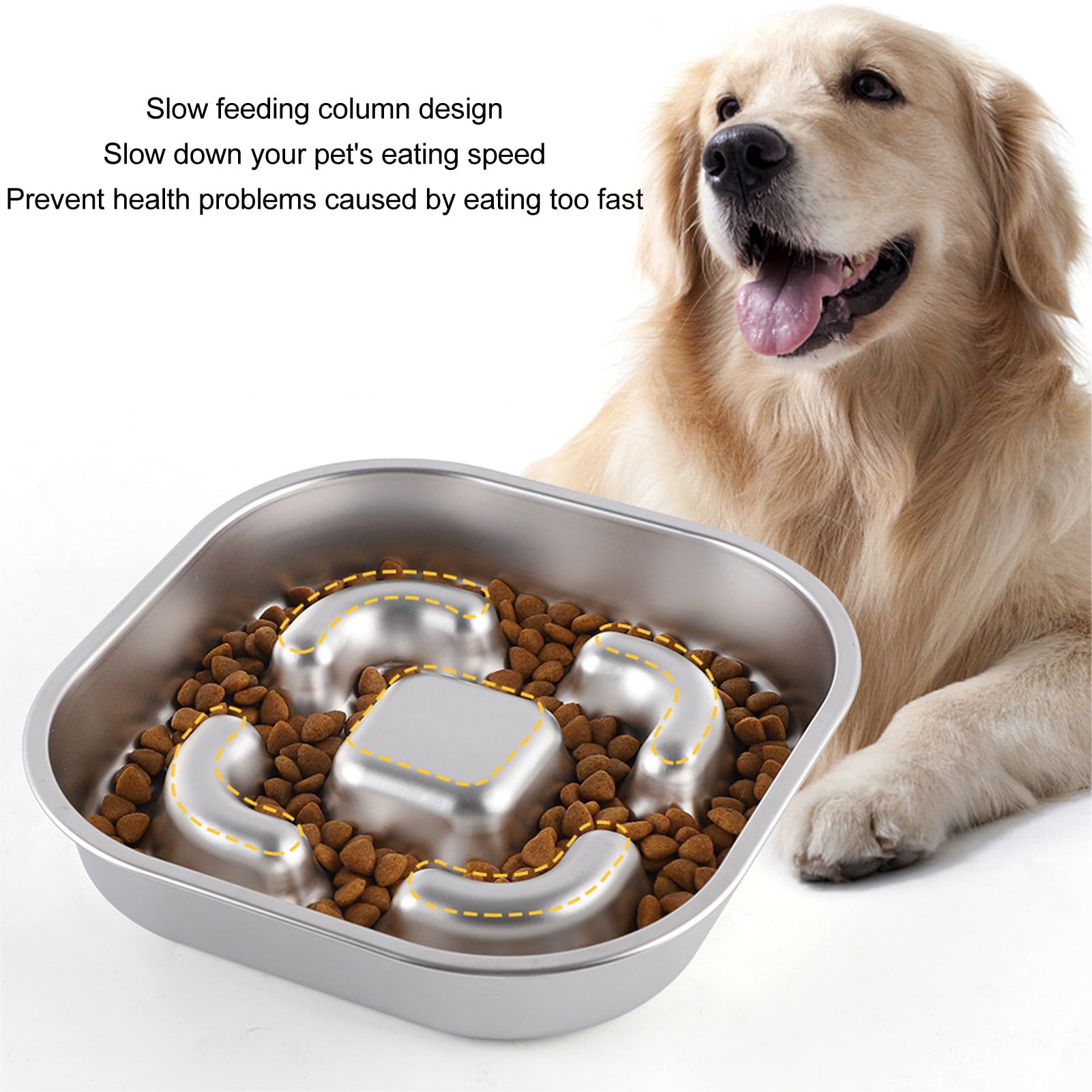 M Buder Slow Feeder Dog Bowl Stainless Steel Anti Slip 9.06 inches / 23 cm