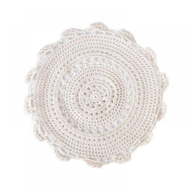 Topumt Handmade Round Crochet Cotton Lace Table Placemats Doilies
