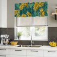 thumbnail image 4 of Turquoise Tropical Curtain Valances for Windows, Kitchen Valance Window Treatments Panel 2 Pack, Gold Palm Leaves Summer Pastoral Rod Pocket Short Curtains for Bathroom Bedroom 42 x 18 Inch, 4 of 8