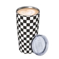 thumbnail image 3 of Kll Black And White Checkerboard Stainless Stainless Steel Vacuum Insulated Coffee Cup 20 Oz Lids And Straws,1 Metal Straws,1 Cleaning Brush, 3 of 9