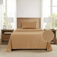 thumbnail image 3 of Mainstays Super Soft Brushed Microfiber Bed Sheet Set, Caramel Brown Embossed Stripe, Twin-XL, 3 Piece, 3 of 13