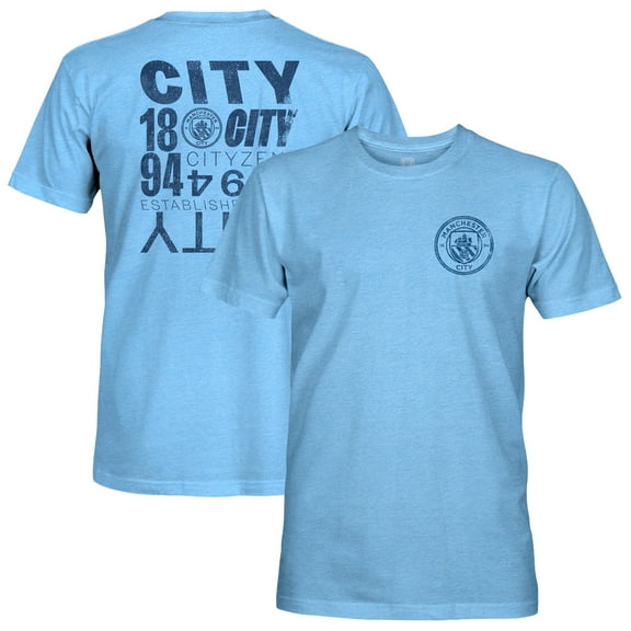 Men's 1863FC Sky Blue Manchester City Front Back Text Twisted Tri-Blend Slub T-Shirt