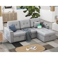 thumbnail image 4 of AMERLIFE 84 Inch Sleeper Sofa with 2 USB & Cup Holders, L Shape Sofa with Storage Chaise- Light Grey, 4 of 5