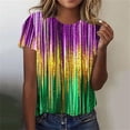 thumbnail image 1 of Xuyuer Happy Mardi Gras Shirt Womens Mardi Gras Day Heart Tshirt Tuesday Carnival Tee New Orleans Party Short Sleeve Casual Short Sleeve Tops Holiday Bleached Short Sleeve Tops, 1 of 5