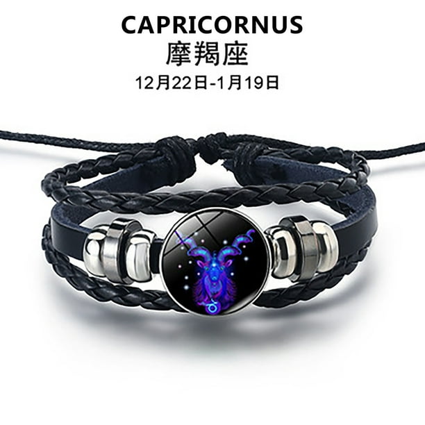 Fiudx Pulseras para Hombre y Mujer: Pulsera de Cuerda de Cuero de Las Doce Constelaciones