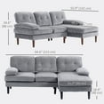 thumbnail image 3 of HOMCOM L-Shape Sofa with Right Chaise Lounge and Rubber Wooden Legs, Grey, 3 of 10