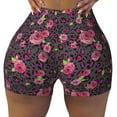 thumbnail image 2 of Logiee Rose Mix Leopard 2 Print Women's Biker Shorts,Workout Gym Shorts,Scrunch Shorts,Tummy Control Hidden Scrunch Running Yoga Shorts-Medium, 2 of 8