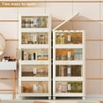 thumbnail image 4 of LoLado 4 Tiers Collapsible Storage Cabinet Bins with Magnetic Doors and Wheels, Plastic Folding Storage Containers for Bedroom Living Room Office, 4 of 11