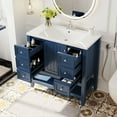 thumbnail image 2 of 36" Bathroom Vanity Cabinet Sink Combo with 3 Drawers and 1 Cabinet, Solid Wood Frame Bathroom Vanities, Blue, 2 of 9