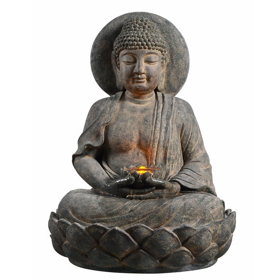 Teamson Home Zen Buddha Water Fountain with LED Lights