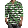 thumbnail image 2 of Men's St. Patrick's Day Henley Shirt Long Sleeve Clover Print Casual Pullover Top, 2 of 7
