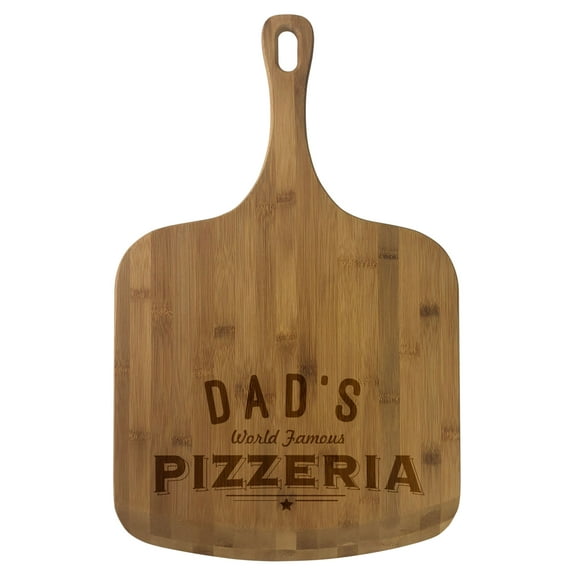 Dad's World Famous Pizzeria Bamboo Pizza Peel – Personalized Pizza Cutting and Serving Board for Home Chefs