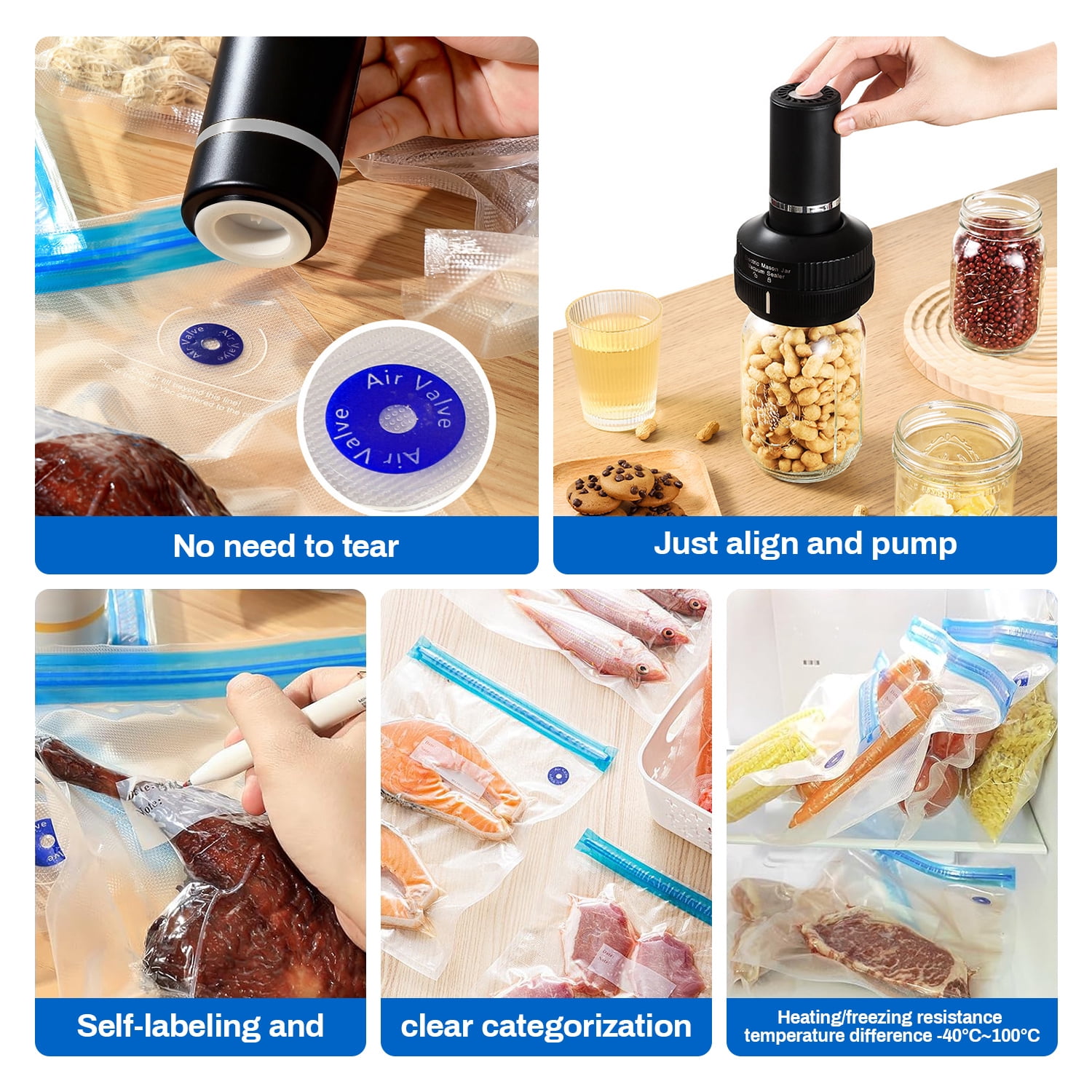 Electric Mason Jar Vacuum Sealer, 4 in 1 Vacuum Sealer Kit for Wide-Mouth & Regular-Mouth Mason Jars, Automatic Jar Sealer Stop for Food Storage Bags, Wine Bottles,Kitchen Tools