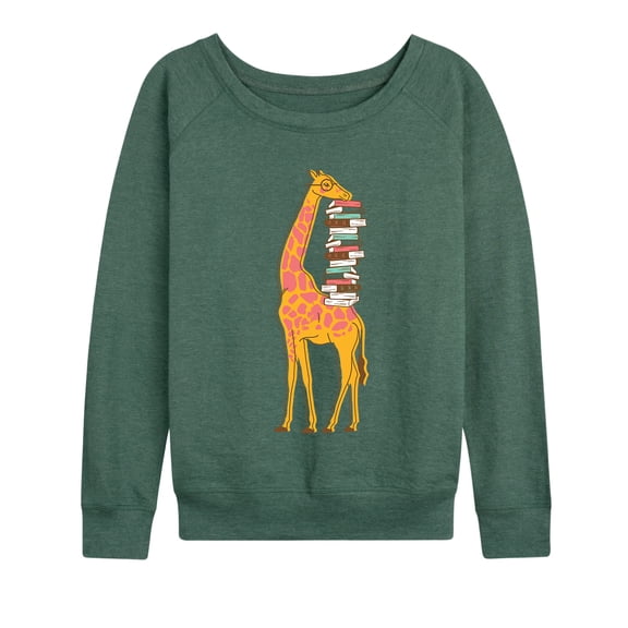 Instant Message - Giraffe Carrying Books - Women's Lightweight French Terry Long Sleeve Shirt