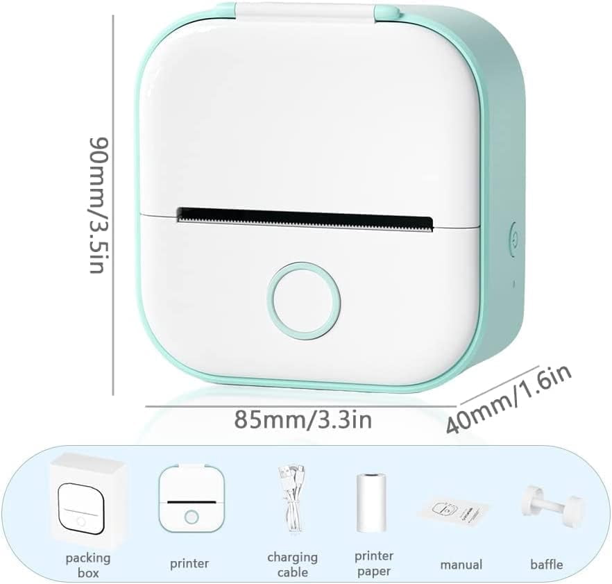 Mini Pocket Printer, 2023 New Inkless Sticky Note Printer Bluetooth Sticker Portable Photo Thermal for DIY Scrapbook (Green)