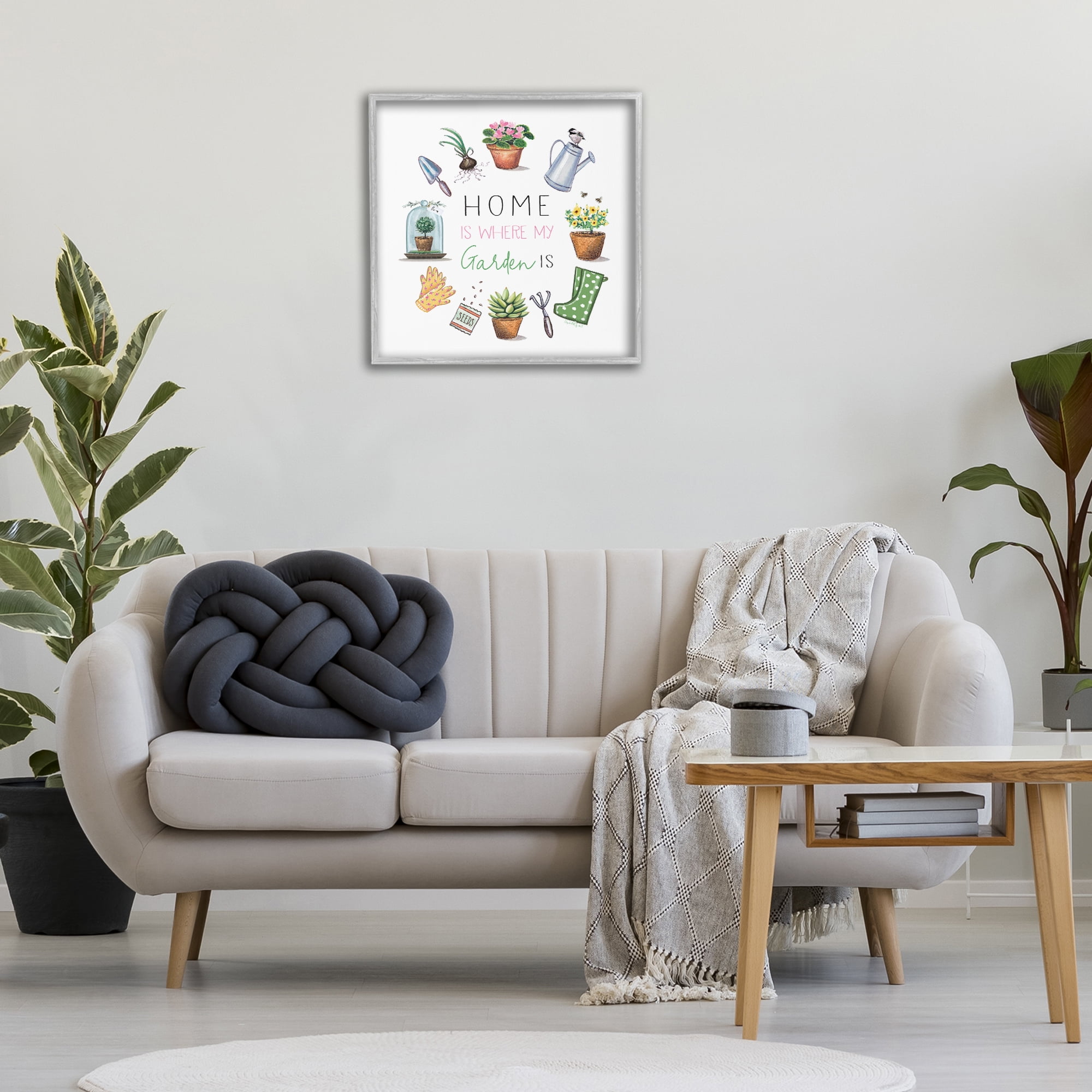 Stupell Industries Home Where Garden Is Plants & Flowers Painting Gray Framed Art Print Wall Art, 24 x 24