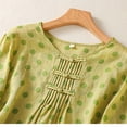 thumbnail image 4 of Qulqfy Short Sleeve Womens Blouse Casual Cotton Linen Crew Neck Polka Dot Button Down Green Spring Tie Women's Summer Tops L, 4 of 9