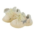 thumbnail image 4 of CAICJ98 Toddler Girl Sneakers Lace Up Fashion Back to School Walking Shoes Breathable Casual Running Shoes for Girls Beige,8(Toddler/Little Kid), 4 of 5