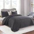thumbnail image 2 of JML Quilt Set 3 Piece Microfiber Coverlet Shams Set, Soft Lightweight King, Dark Grey, 2 of 6