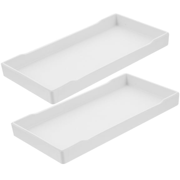 WEUVEB Square Tray Food Serving White 2Pcs 8.10X4.13X0.79In