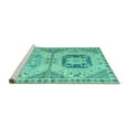thumbnail image 2 of Ahgly Company Machine Washable Indoor Square Abstract Turquoise Blue Modern Area Rugs, 5' Square, 2 of 4