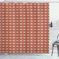 thumbnail image 1 of Retro Shower Curtain, Vintage Style Seashell Like Pattern Abstract Repetitive Illustration, Fabric Bathroom Set with Hooks, 69"WX70"L, Coral Fawn Beige Seal Brown, by Ambesonne, 1 of 3