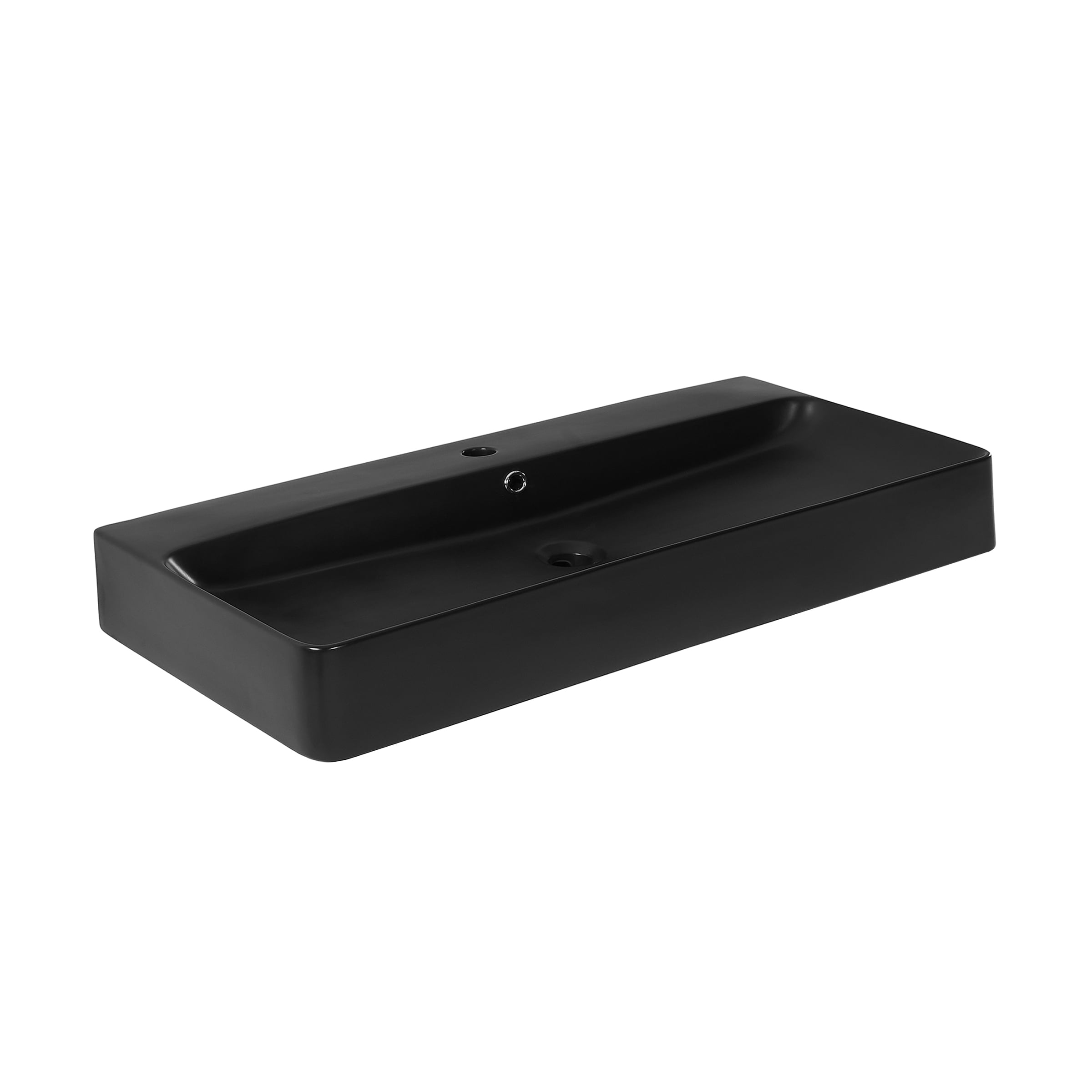 Charme 36” Rectangle Wall-Mount Bathroom Sink in Matte Black