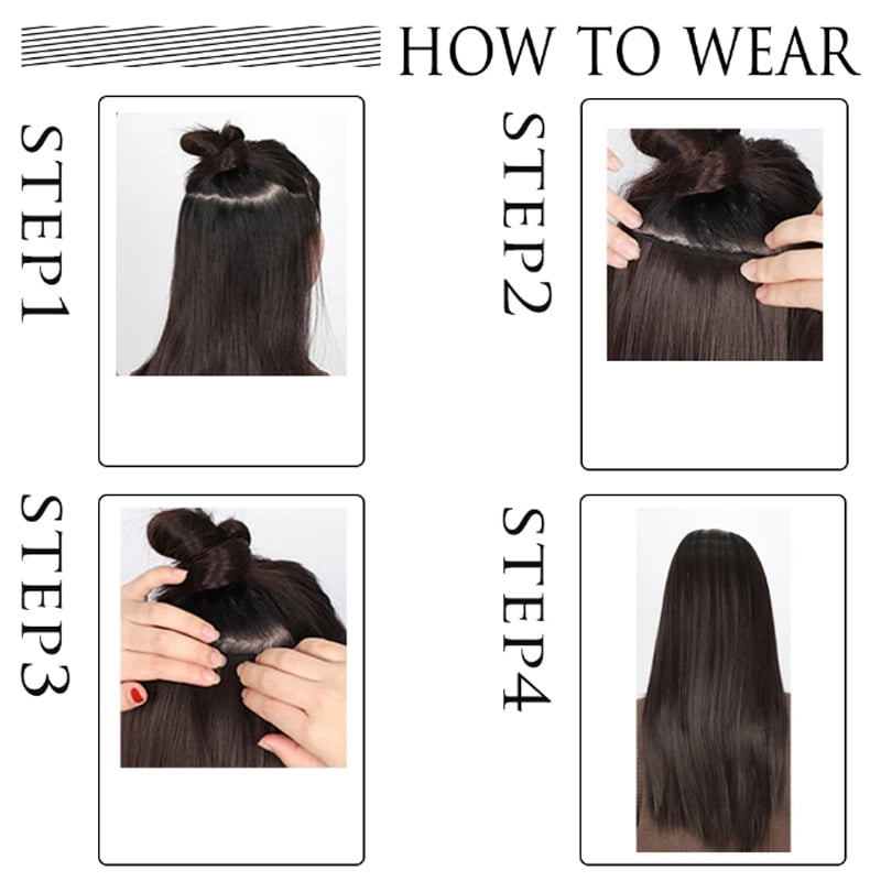 H&STAR  22Inch Synthetic  One Piece Gray Ombre Long Straight Hairpiece for Women Girl Hair Accessories