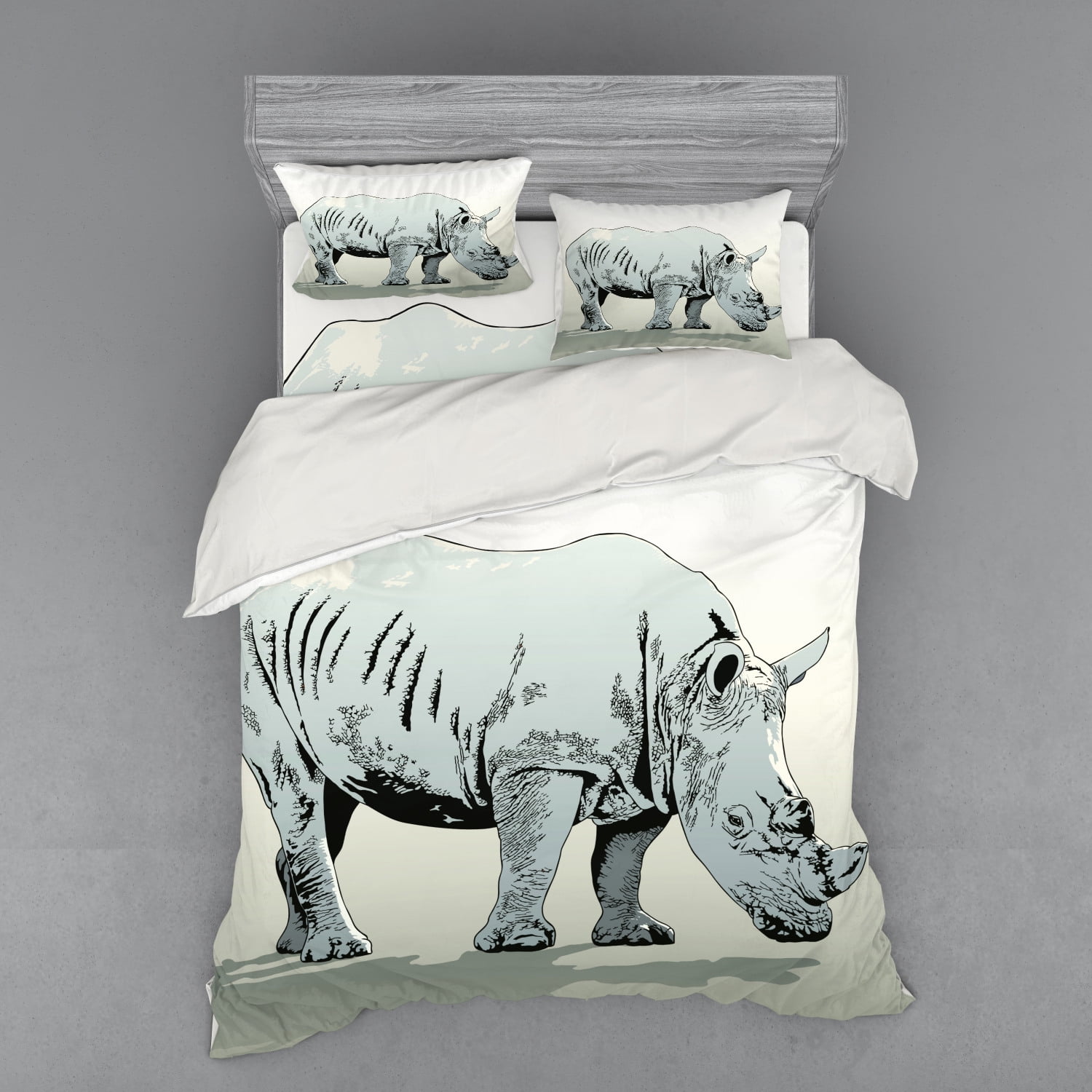 Animal Duvet Cover Set, Wild Animals Themed Creature Illustration