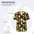 thumbnail image 3 of Zufioo Gnomes With Sunflowers Print Men's Baseball Short Sleeve, Moisture Wicking Button-Down Hip Hop Tee-Small, 3 of 7