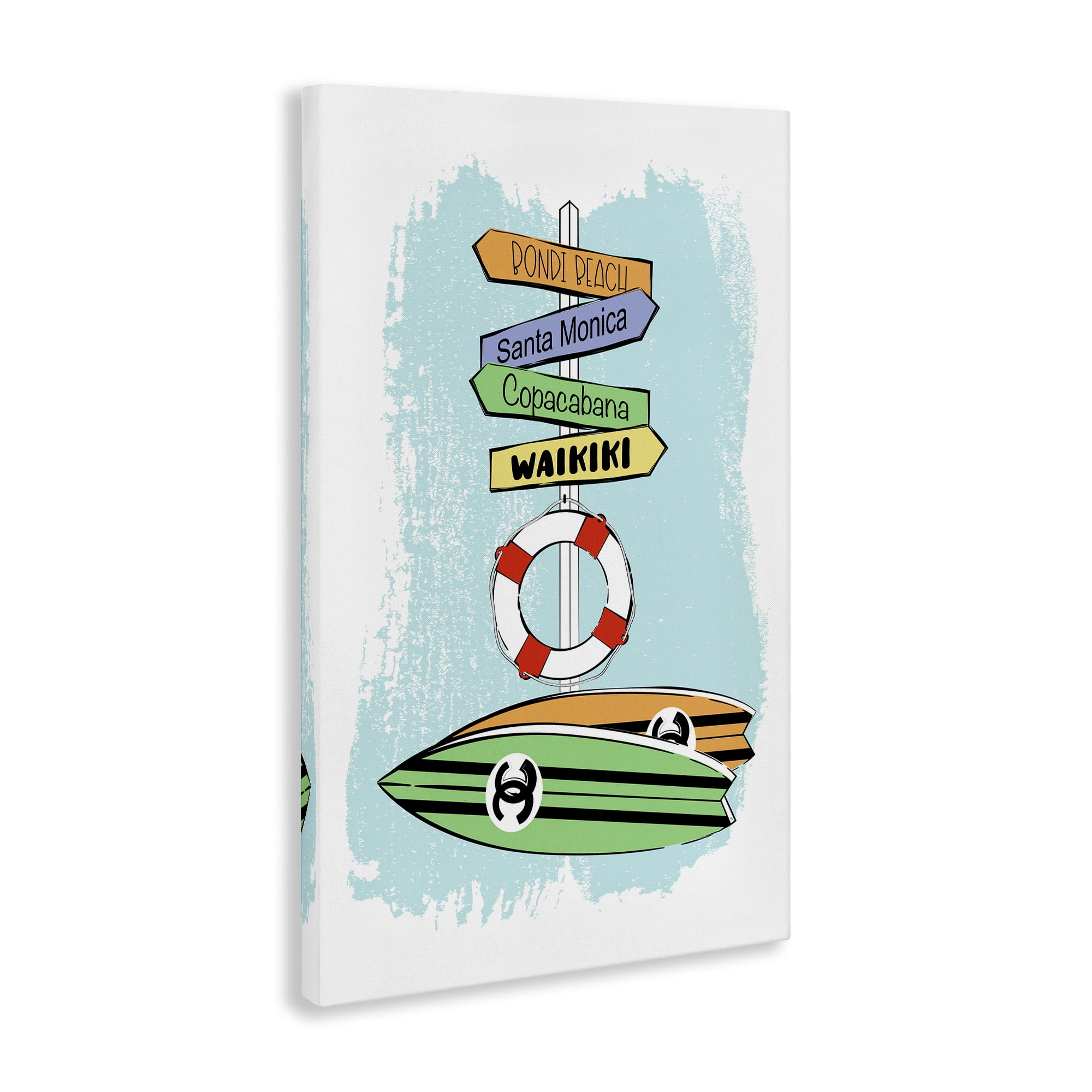 Stupell Industries Glam Surfboards & Sign Coastal Painting Gallery Wrapped Canvas Art Print Wall Art, 30 x 45
