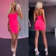 thumbnail image 5 of Ladies Trendy Halterneck Bodycon Short Dress with Backless Side High Slit Hollowed Out Dresses for Nightclub Evening, 5 of 9