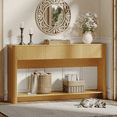 thumbnail image 4 of UGTOO Natural Wood Hollow Console Table – Slim Hallway Desk with Drawers, 200 lb Capacity (47.2" L x 11.8" W), 4 of 6
