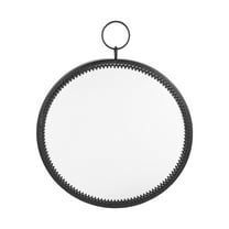 Round Hanging Wrought Iron Mirror Bathroom Mirror Hanging Mirror 22x18cm Black