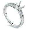 Pompeii 1/10ct Vintage Diamond Ring Setting 14K White Gold (H/I,I2-I3)