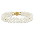 thumbnail image 4 of Auriga Fine Jewelry 14K Yellow Gold 5-6mm White Round Pearl 2-Strand Bracelet 7.5inch for Women, 4 of 7