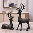 thumbnail image 2 of Matsuzay Juego de 2 adornos navideños multifuncionales de ciervo, pulidos a mano, se decoloran fácilmente, para sala de estar, dormitorio, Kits de decoración para fiestas NEGRO, 2 of 6