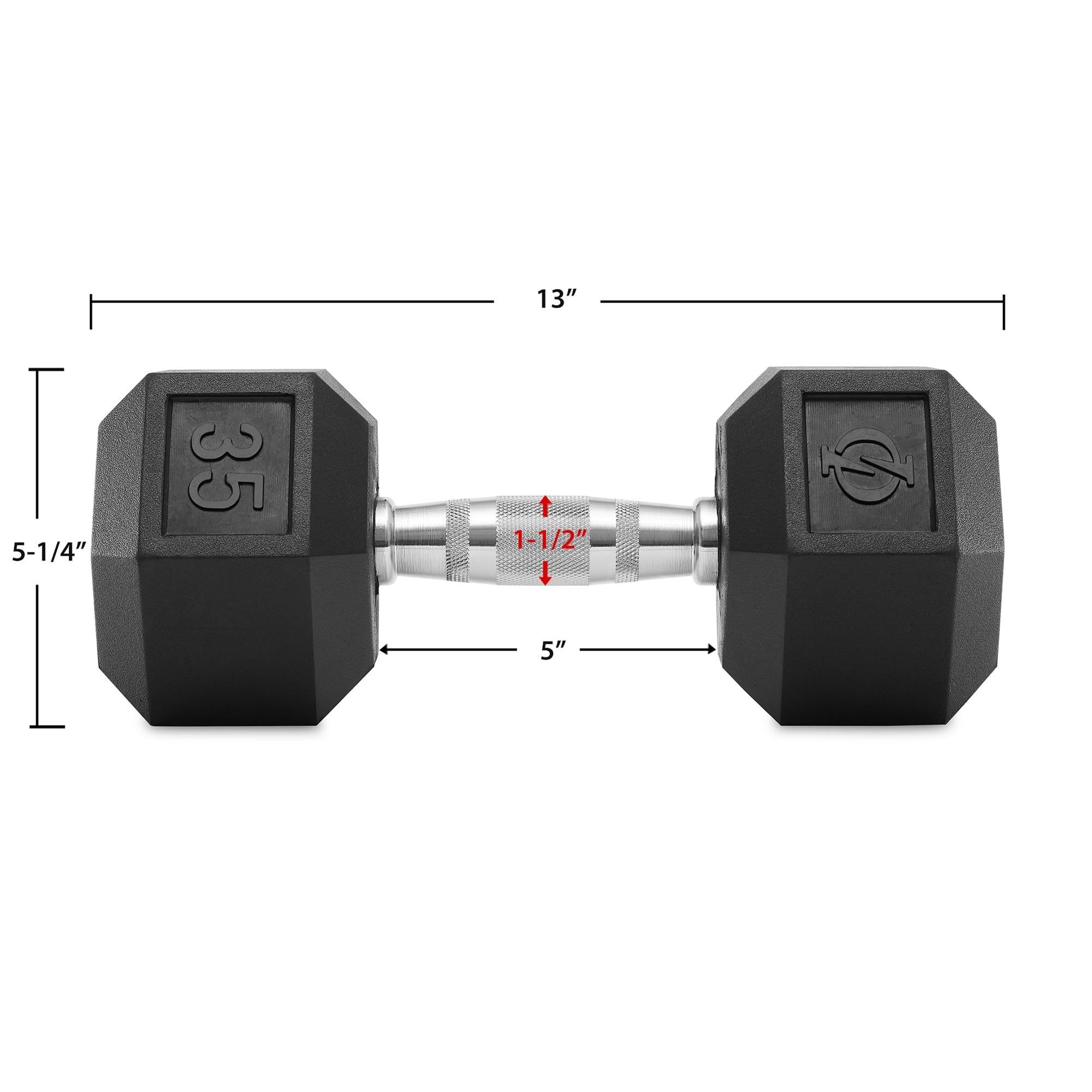 Philosophy Gym Rubber Coated Hex Dumbbell Hand Weight, 35 lbs