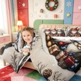 thumbnail image 4 of Manfei Vintage Christmas Santa Sleigh 7-Piece King Bedding,Xmas Holiday Season King Bed in a Bag,Xmas Reversible, 4 of 7