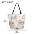 thumbnail image 5 of Open Top Canvas Tote Bag with Zipper Reusable Shopping Bag 13.5x15" Roomy Carryall Watercolor Rose Floral Pattern, 5 of 9
