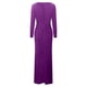 thumbnail image 5 of Vestido de cóctel Prolriy, vestido de fiesta para mujer, con lentejuelas, manga larga, cuello en V, largo, ajustado, con abertura, para invitada de boda, 2024, morado, XL, 5 of 6