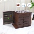 thumbnail image 4 of Vintage 5 Layer Carved Flower Wooden Necklace Ring Storage Organiser Jewelry Box 5 layer Jewelry Boxes Jewelry Brown Necklaces Storage Cage Wooden Against Dust Vintage Wooden Jewelry Box, 4 of 28