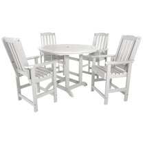 Highwood's 48" Round 5-pc Lehigh Dining Set - Counter Height, Outdoor, Eco-friendly, Synthetic Wood