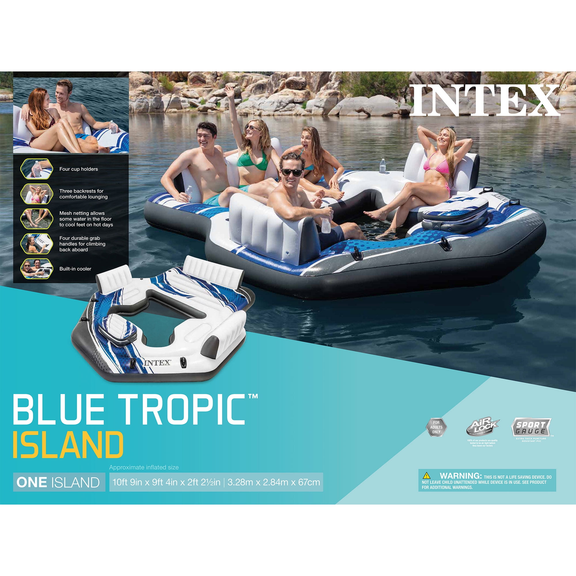 T-ポイント5倍】 フロート プール 水遊び 57272EP Intex Blue Tropic Inflatable Lake or Swimmi  水遊び