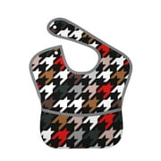 Bingfone Mess-Proof Baby Bib - Waterproof Bib For Baby Boy Or Girl With Food Catcher Pocket, Unisex-Houndstooth Green Red