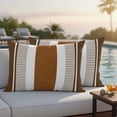 thumbnail image 2 of Outdoor Pillow Cover Bohemian Brown Stripe Set of 2 Waterproof Throw Pillowcases Boho Style Decorative Patio Furniture Pillows for Couch Garden Indoor & Outdoor Use, 2 of 8