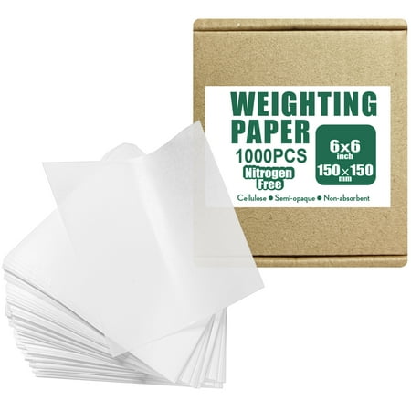 Cellulose Weighing Paper Sheet,Smooth Weigh Paper, Nitrogen Free,Non-Absorbing, High-Gloss,6"X6",1000 PCS